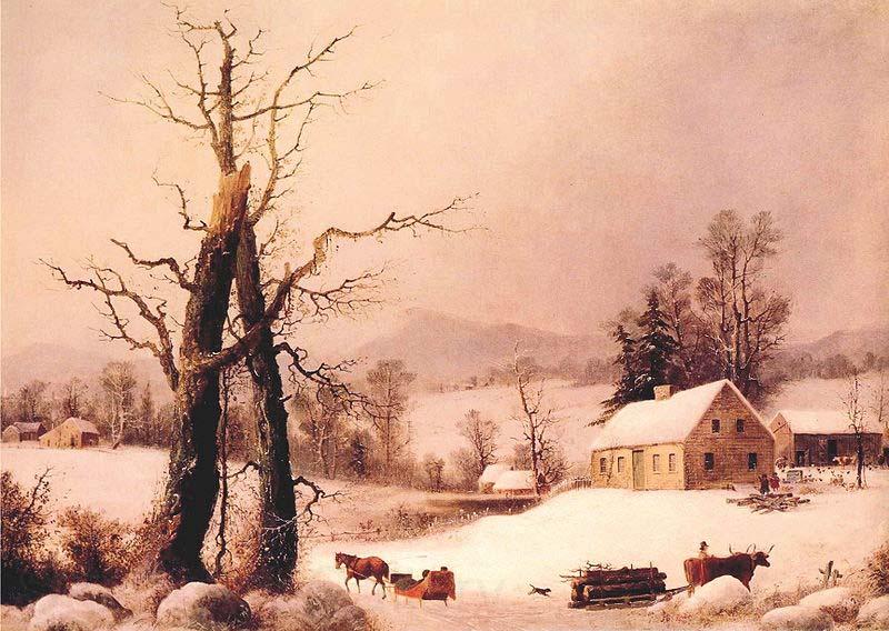 George Henry Durrie Winter Farmyard and Sleigh Spain oil painting art